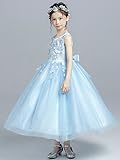 子供ドレス　キッズドレス　誕生日　発表会 　結婚式　パーティー　ロングドレス　フォ ーマル　 (140, ブルー)