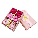 七色の花 石鹸 バラ ローズ 造花 香り 綺麗 ロマンチック 手作り 恋人 贈り物 手 洗う 6個セット (ピンク)