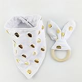 2枚セット オーガニックコットン/歯固め木製リング 赤ちゃんのトライアングル よだれかけ /シェブロン バンダナ ママ授乳ジュエリー? お手てにピッタリブレスレット[食品レベル][BPAフリー?]ワイ