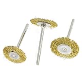 uxcell 真鍮ワイヤーブラシ　真鍮ホイールワイヤーブラシセット　3個入り　25mm　径　宝石研磨ホイール