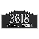 Whitehall製品Rolling Hills長方形ブラック/シルバーGrande Wall Two LineアドレスPlaque