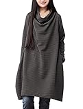 FireflyShop レディース チュニック マタニティ ワンピース ゆったり オフタートル ワンピ プルオーバー (XXL, グレー)