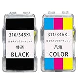 【埼玉WH】BC-310XL BC-311XL / BC-345XL BC-346XL 共通 詰め替えインク 互換インクカートリッジ 残量表示非対応 大容量 BC-310XLBK/345XLBKx1 (ブラック) ＋ BC-311XLC/346XLCx1 (3色カラー) 計2本