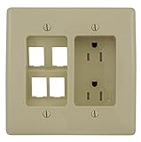 Bryant Electric RR1514I 2-Gang Recessed TV Connection Outlet Plate with 15 Amp 125V Tamper-Resistant