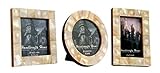 Baby Photo Frame Pure Bone Mother of Pearl Handmade Natural Picture Frames Set of 3 Pieces (Mother o