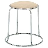 オリバー ダイニングスツール 【5脚入り】 スチール ビニールレザー張り シルバー×ベージュ (S・CS-1000+AL-04C)