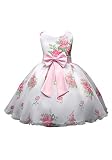 DOOXI 少女の蝶結びのプリンセスの花の女の子のドレスを印刷 (140, ホワイト) [並行輸入品]