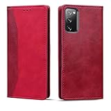 Torske Galaxy S20 スマホケース Galaxy S20 ケース Galaxy S20 5G SC-51A SCG01 手帳型ケース ギャラクシーs20 ケース 内蔵マグネット開閉式 ベルトなし ギャラクシーsc51aケース Galaxy S20 5G ケース カードポケット 防水 折り畳み式 横置き機能 便利 Galaxys20ケース 携帯ケース (レッド)