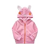 POTOJP ベビー服 ふわふわ 薄いコート 赤ちゃん服 子供服 新生児服 ベビー服 動物ちゃん ジャケット 帽子付き アウターウェア トレーナー キッズ衣装 春秋冬 普段用 (100, ウサギ)