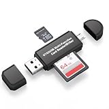 SDメモリー カードリーダー USBマルチカードリーダー 多機能 OTG SD/Micro SDカード両対応Microusb/USB接続 Windows/New Macbook/Huawei/Xperia/ASUS/Androidなどの機種に対応 (USB2.0端子とMicroUSB端子, ブラック)