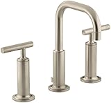 KOHLER K-14407-4-BV Purist Widespread Lavatory Faucet, Vibrant Brushed Bronze [並行輸入品]