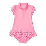 ラルフローレン ベビー ワンピース ドレス カバーオール 半袖 女の子 18M ピンク 出産祝い 子供 フリルスカート [並行輸入品]