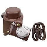 kinokoo Panasonic 松下 GF7 / GF8 / GF9 / GF10専用カメラケース カメラバッグ 12-32 mm レンズ 対応 バッテリーの交換でき 三脚ネジ穴付き PUレザー 全面保護型 ショルダーストラップ付き (CF)