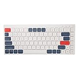 ワイヤレスBluetoothキーボード、2.4Ghz Bluetoothデュアルモードキーボード84キータイプCマルチメディアキー付き充電式タブレットキーボード、OS X用、用、Androidデバイス用 (白青)