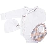 (バーバリー) BURBERRY コットン スリーピース ベイビー ギフトセット ボディスーツ ハット ビブ セット (6M)