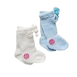2足組　新生児用から6ヶ月　9センチ　ベビー靴下　ハイソックス　660852　ホワイト・サックス