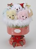 【Present Bear】 クリスマスくまブーケ　サンタ帽をかぶった白くま♪かわいいピック☆豪華なファーで、Xmas気分を盛り上げます！！安心品質の国内製作。