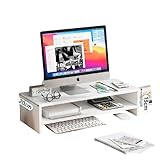 ドデスクトップコンピュータブースターフ モニター台 パソコン台 モニタースタンド 机上台 木製板 二段式PC台卓上 パソコンスタンド デスクトップ用 机上 机上ラック 机上台 pcモニター台 パソコンラック 卓上 収納 整理整頓