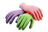 G & F 15226L Women's Garden Gloves, nitrile coated work gloves, assorted colors. Women's Large (Pack