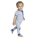 Baby Deedee Short Sleeve 1 Piece Footless Romper Pajama, Heather Blue, 12-18 Months by baby deedee