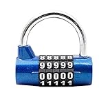 コンビネーションロックダイヤルロック 5桁 暗証番号式南京錠　補助錠 錠前 ナンバーロック　荷物　ジッパー袋　スーツケースなど旅行防犯用パスワードロック(ブルー)