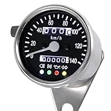 バイク用 140km/h 機械式 LED スピードメーター 60mm ブラック