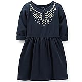 カーターズ（Carter's）女の子用濃紺フローラル刺繍入りお出かけ用長袖ワンピース (4t(98-105cm)) [並行輸入品]