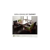 ソファ&amp;ダイニングセット/5点セットGテーブルW160cm+1Pソファ×4モケット緑×バイキャスト黒