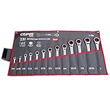 Capri Tools(カプリツールズ) CP11600 ラチェットコンビネーションレンチセット 100ギア 送り角度3.6° 1/4~15/16インチ 13点 収納袋がつき