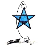 （ エウレカ ）Eureka アンティーク 雑貨 ステンドグラス 風 ランタン LED キャンドル ライト 照明 スタンド付き (ブルー)