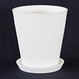 樹脂製ポット セラアート 長鉢 白 φ24cm 受皿付／植木鉢