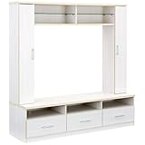 ハイタイプ 収納 テレビ台 キューデ (ウッドホワイト B（ハンドル）)