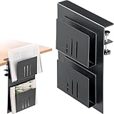 イーサプライ デスクサイド 収納 クランプ ホルダー テーブルサイドポケット 耐荷重3kg 拡張 ノートPC タブレット iPad 書類 スチール製 ブラック EEX-DESA10BK