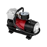 CATUO 車用空気入れ エアコンプレッサー コンパクト LEDライト付き シガーソケット接続式 ノズル付き　自動車 バイク ボール 浮き輪 レジャー用品などに対応 (YS-338)