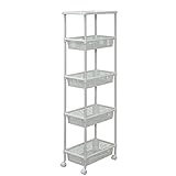 アイリスオーヤマ メタルポールワゴン 5段 幅28.5 スリムタイプ ホワイト MKW-5M