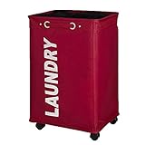 Wenko キャスター付ランドリーバスケット クアドロ レッド Laundry Bin Quadro red
