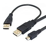 YSJJZRL 1M 外付けハードドライブ用 USB Yケーブル - USB A - ミニ B - USBコネクタ - USB (M) - ミニ USBタイプ B (M) - USB 2.0