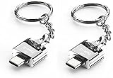 leizhan タイプC USB OTG ミニ変換アダプター Type-C USB3.0 変換 【2個入り】アクキー付き急速充電とデータ転送 (銀)