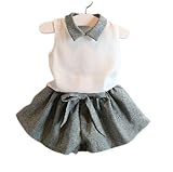 ベビー ガール 女の子 シフォン ノースリーブ シャツ ＆ キュロット スカート ２点セット (120)