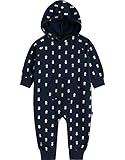 [Vaenait Baby]100%綿ベビー服ロンパースつなぎ肌着カバーオールフード付きNavy Skull L