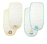 Simple Plan　ベビー　赤ちゃん　かわいい　動物柄　波紋　汗取りパット　4枚セット　100%綿製　イエロー　ブルー 20cm*40cm　大きいサイズ　柔らか　無添加