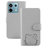 Kedic Redmi Note 13 Pro 5G / Poco X6 5G ケース 手帳型 Redmi Note 13 Pro 5G ケース 手帳型 大きな花の顔の猫のパターン ポコ X6 ケース Redmi Note13 Pro スマホケース レッドミーNote 13pro 5G ケース の選択 指紋なし 適度な厚さ 軽量グリップ 柔軟性 より包括的な保護 スマホ スタンド グレー