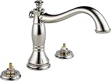 Delta T2797-PNLHP Cassidy 3-Hole Roman Bathtub Faucet Trim without Handles, Polished Nickel [並行輸入品]