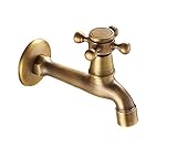 Gold Central アンティーク 水道 蛇口 十字 取手 レトロ 銅製 水栓 ブロンズ DIY ガーデニング (B　ロングタイプ)