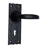 Adonai Hardware Eliud Black Iron Door Handle with Plate