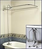 Completeクロムアドオンシャワーコンボセットfor Clawfoot浴槽 – 蛇口、ライザー、シャワーロッド、排水、線