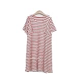 ママでも オシャレしたい！可愛い マタニティ ワンピース ストライプ 夏向け (L, 赤白ストライプ)