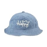 可愛い子供バケットハット デニム帽子お洒落女の子 日よけ帽子ツバ広赤ちゃん 紫外線対策 児童ハット 男の子 UVカット帽子 サファリハット ベビー キッズ帽子 ツバ広サンバイザー 48cm 6-18ヶ