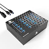 20 - ポート USB 3.0 スプリッターハブ 電源付き - デスクトップ、ノートパソコン、HDD、PC用の高速データ転送 - 最大5Gbpsの拡張と速度 110W - 工業グレードのハブ 外付けドライブ対応