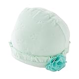 (チャックル) chuckle *スウィートガール*お花コサージュリボン柄ベロア新生児帽子【新生児～3ヶ月前後】 グリーン 42cm～44cm P9284-00-70